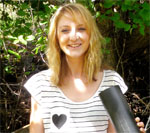 Hannah Edwards studying western gray squirrels